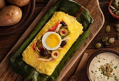 Receta de tamal de papa en hojas de plátano