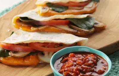 Quesadillas de Champiñones, Queso y Espinaca