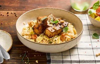 Salteado de Arroz integral y Tofu