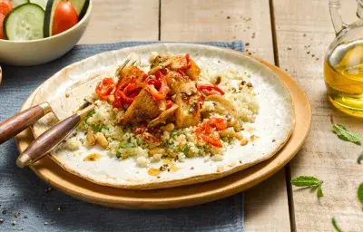 Pollo salteado con cous cous y frutos secos