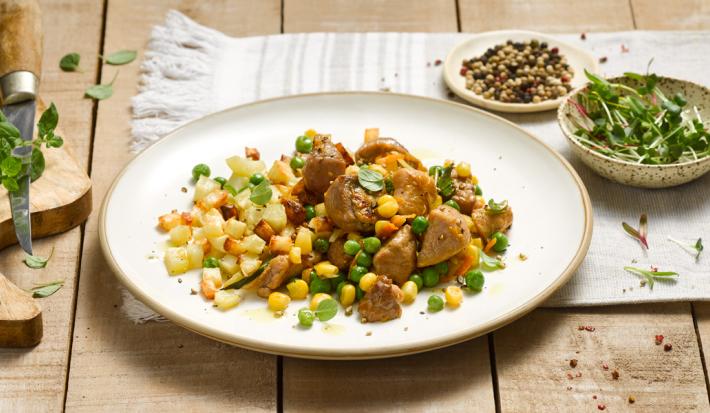 Fricasé de cerdo y verduras