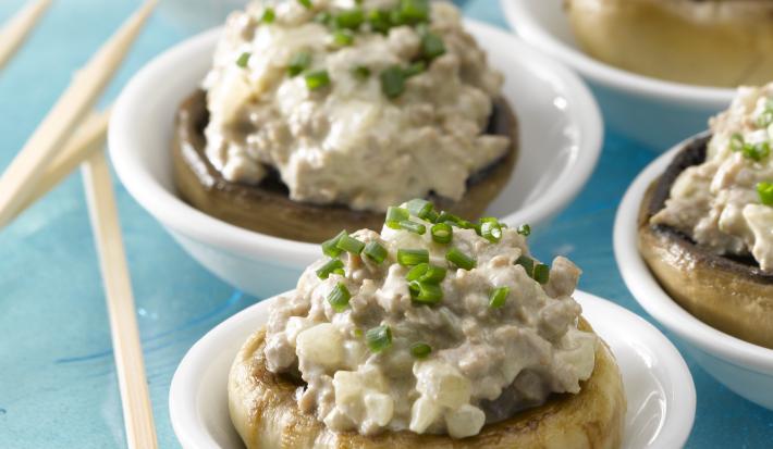 Champiñones rellenos con Carne a la Crema