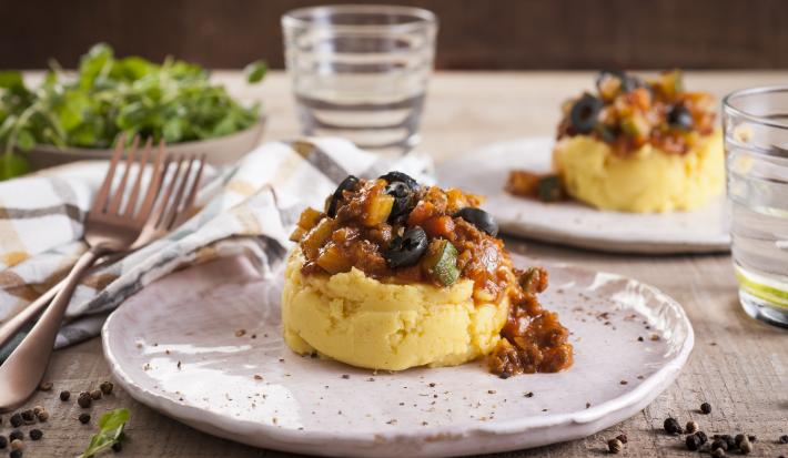 Timbal de papa y boloñesa veg