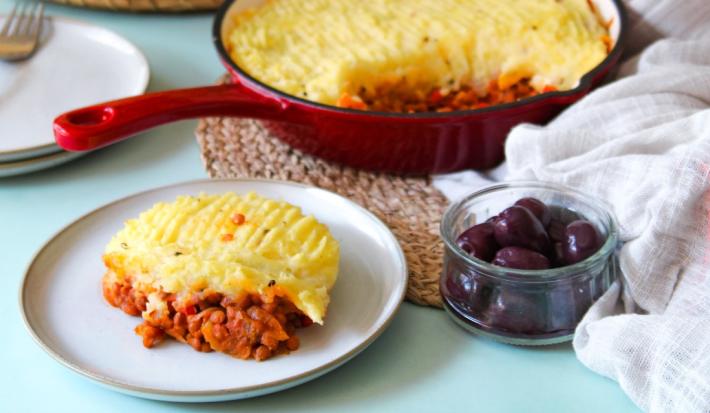 Pastel de papa con pino de lentejas