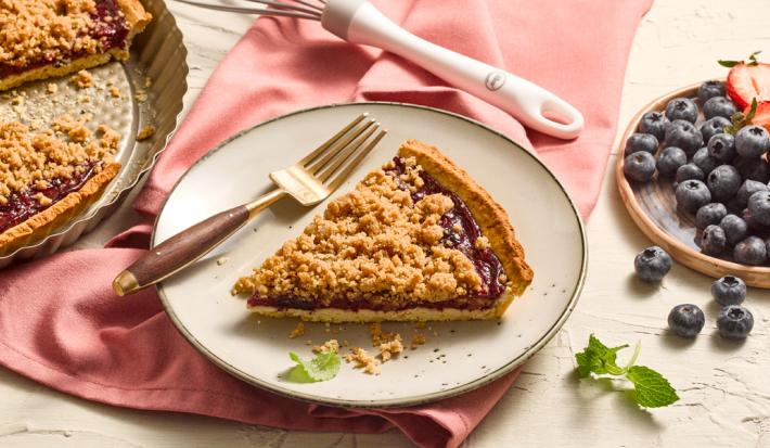 Tarta crocante de berries y menta