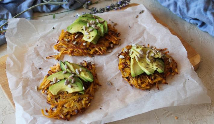 Hash brown de camote con palta