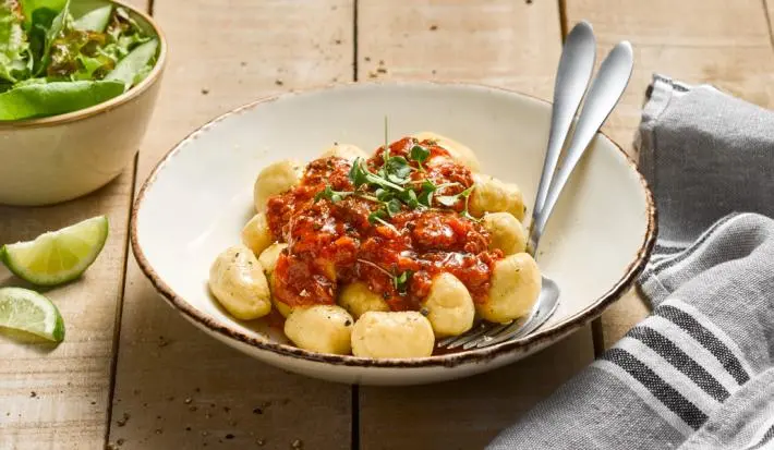 Gnocchi de Garbanzos con salsa Tuco